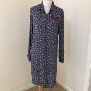 JOHNNY WAS size S floral embroidered long sleeve dress
